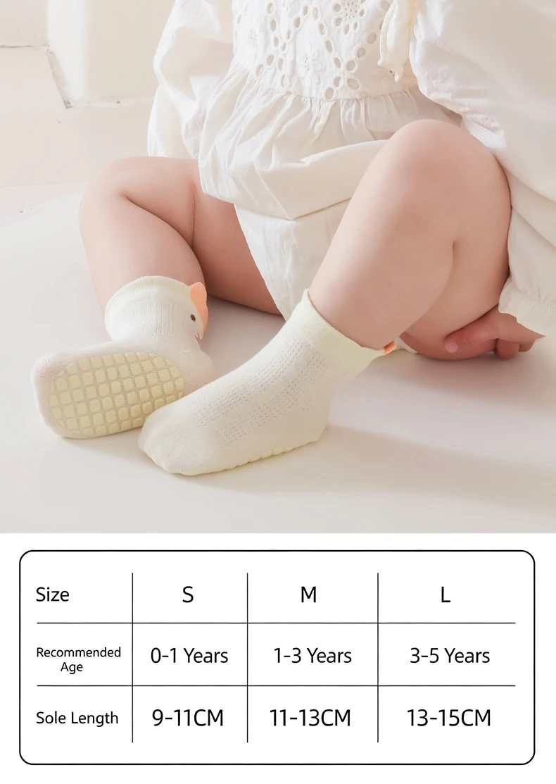 3/5 Pairs Cute Cartoon Baby Socks Anti-slip Rubber Sole Baby Floor Socks Soft Cotton Socks for Newborn Infant Boys Girls