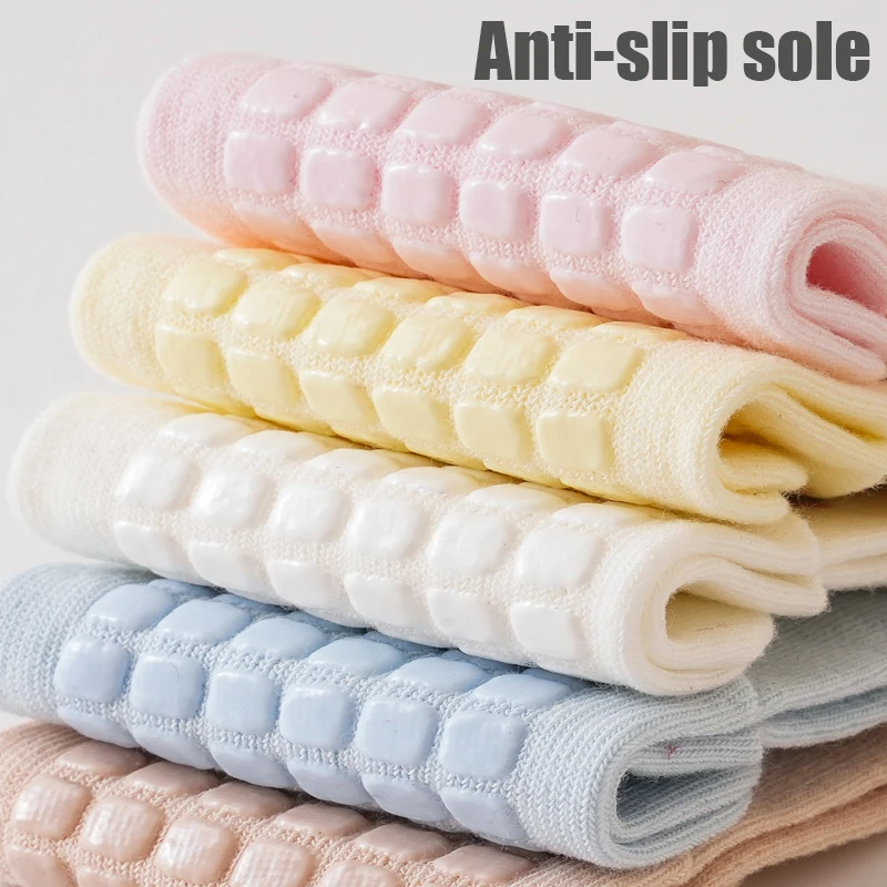 3/5 Pairs Cute Cartoon Baby Socks Anti-slip Rubber Sole Baby Floor Socks Soft Cotton Socks for Newborn Infant Boys Girls