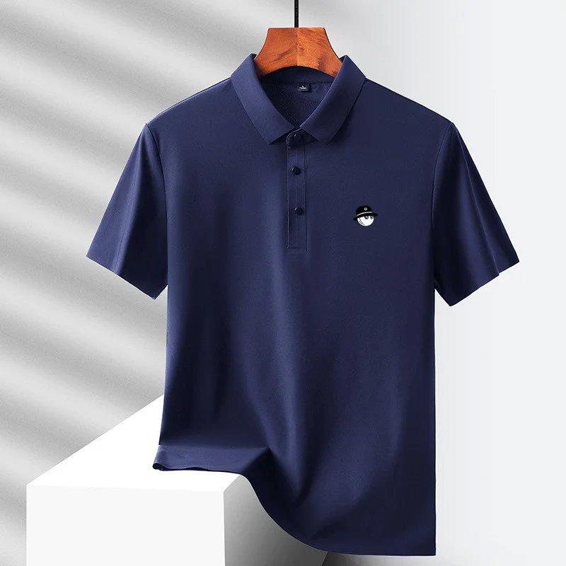 Summer Ice Silk Short Sleeve Men's Golf Brand new Polo Shirt Fashion Printed Top Comfortable Breathable Casual Business T-shirt