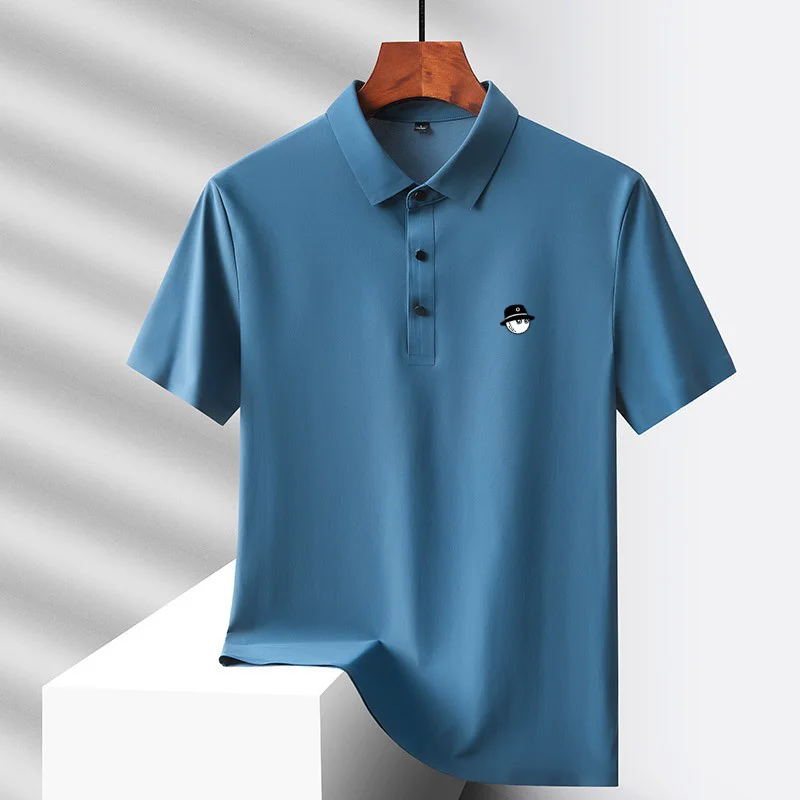Summer Ice Silk Short Sleeve Men's Golf Brand new Polo Shirt Fashion Printed Top Comfortable Breathable Casual Business T-shirt