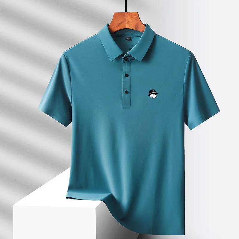 Summer Ice Silk Short Sleeve Men's Golf Brand new Polo Shirt Fashion Printed Top Comfortable Breathable Casual Business T-shirt