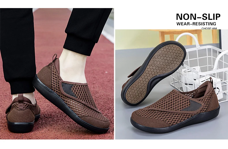 Popular Casual Men's Orthopedics Wide Feet Swollen Shoes Thumb Eversion Adjusting Soft Comfortable Diabetic Shoes Walking Shoes