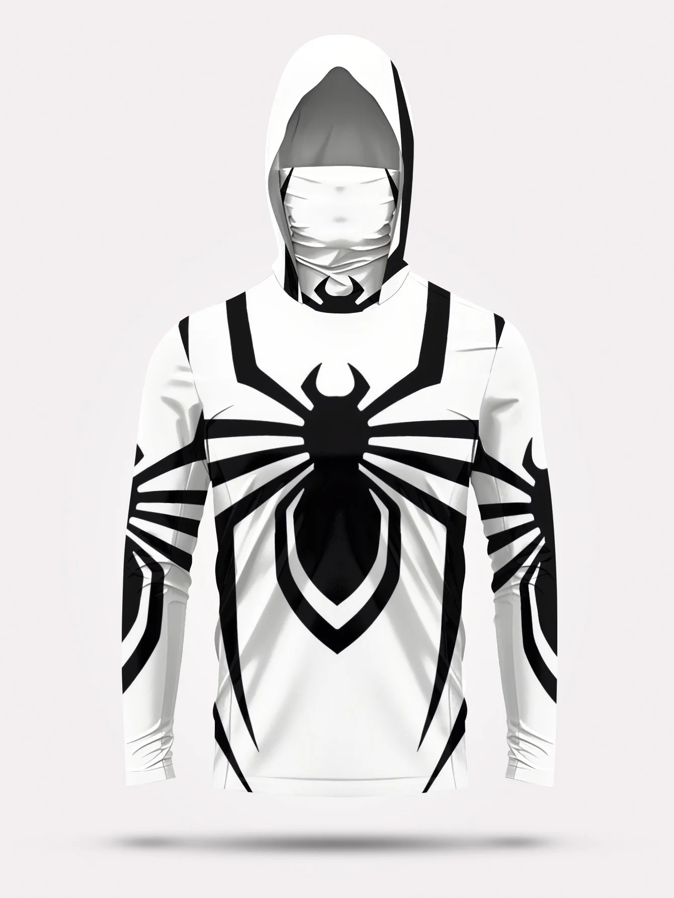 2026 Summer New Style Men's Long-Sleeved Shirt with 3D Spider Pattern Print Comfortable Soft Breathable for Sports Use