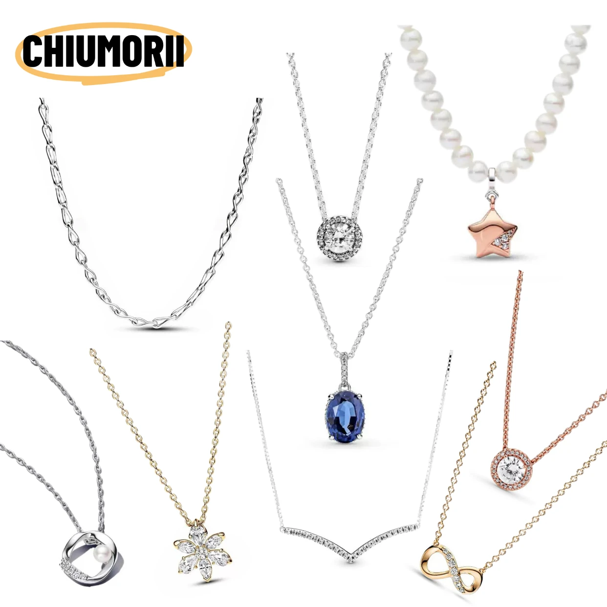 Sparkling Snowflake Pendant Necklace S925 Pure Silver Bow Chain Suitable For DIY Beads Necklace For Women's Birthday Gifts