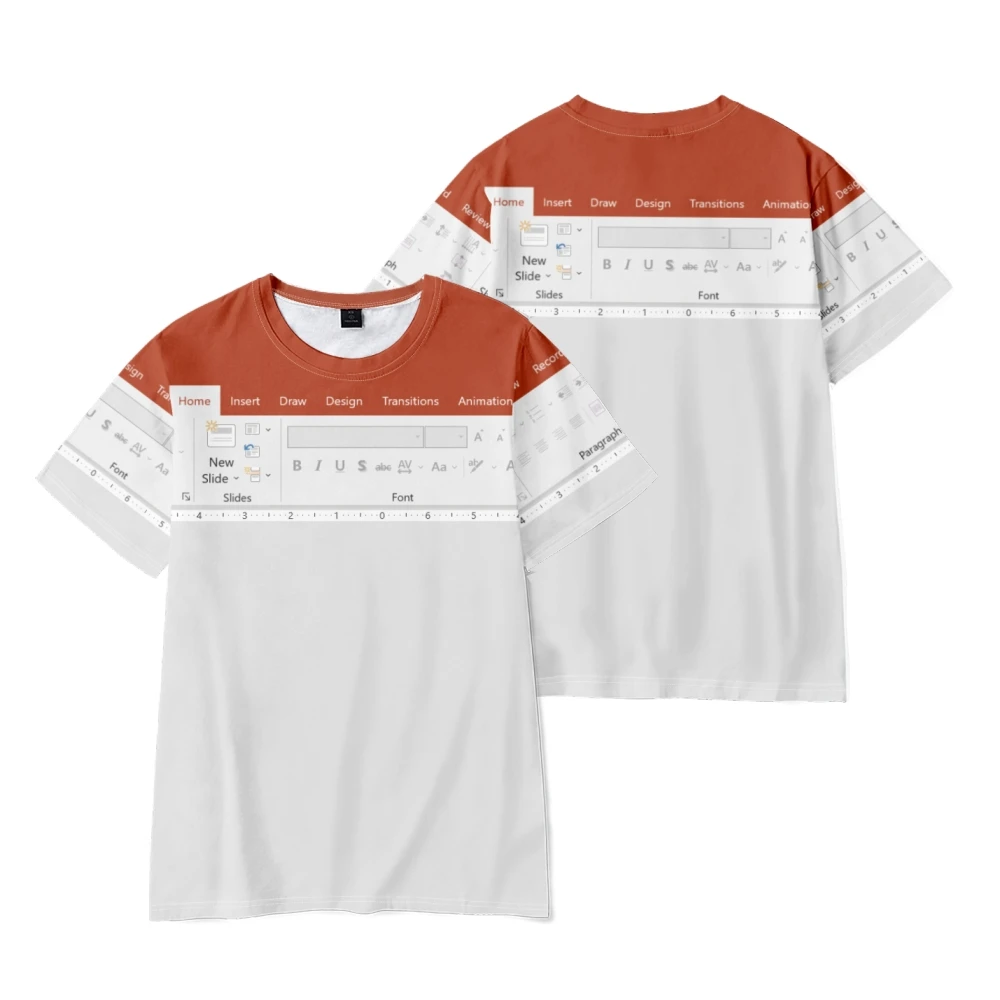 3D Print Excel Table Pattern Sport Quick-dry Breatha Men T-shirt Street Fashion Casual Harajuku Y2K parent-child Clothing Summer
