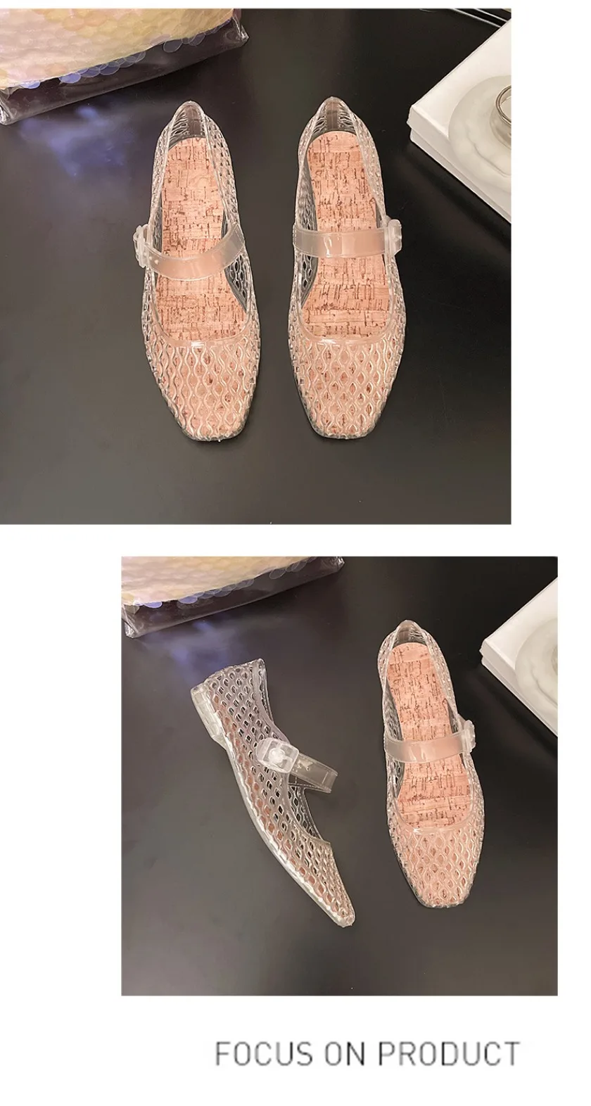 French hollow sandals for women's summer fashion with a single buckle and breathable flat bottom crystal sole