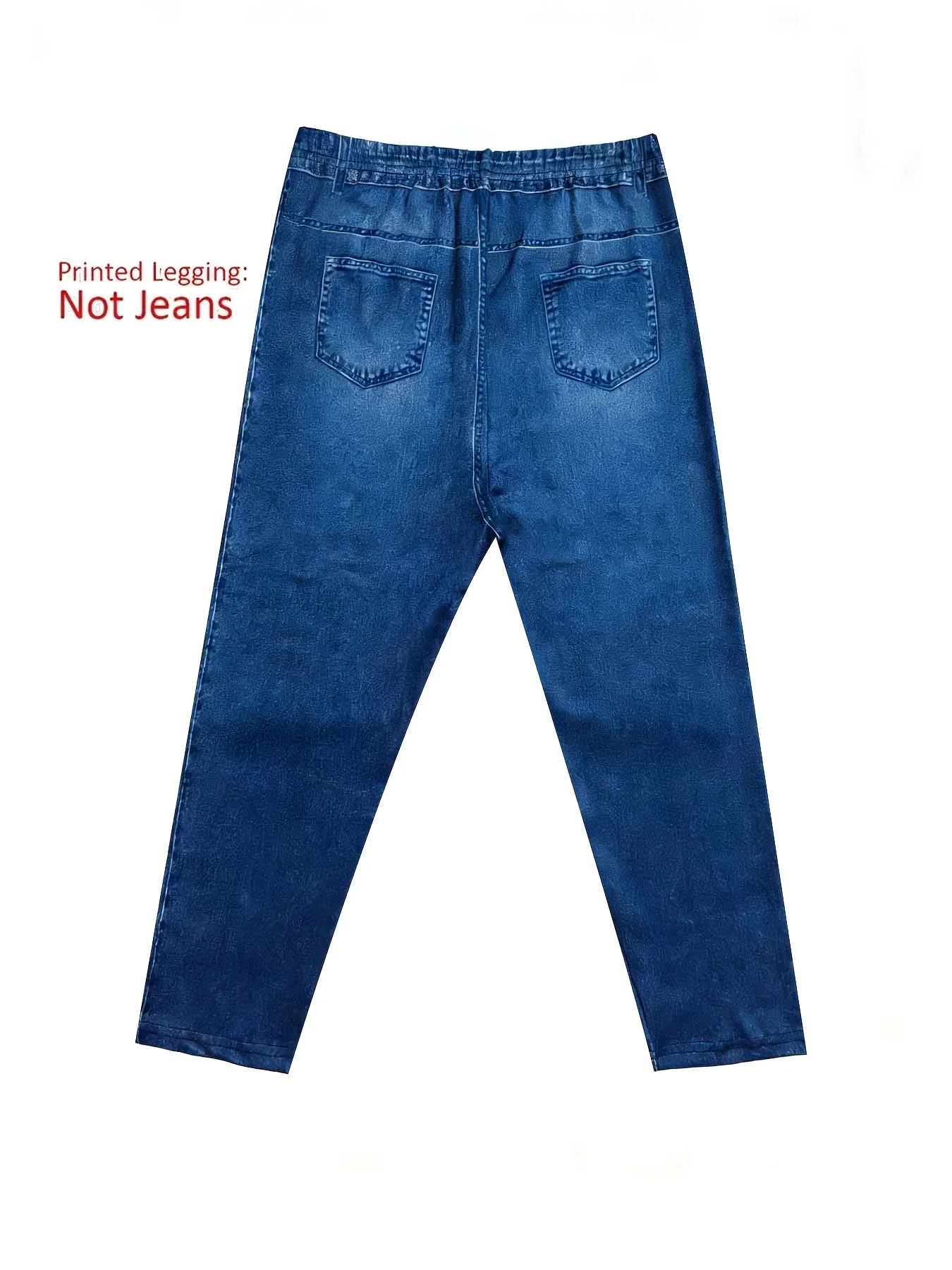 7149Women's Soft Faux Denim Print Shorts Non Hard Denim High Elastic Slim Fit Vacation Capri Pants