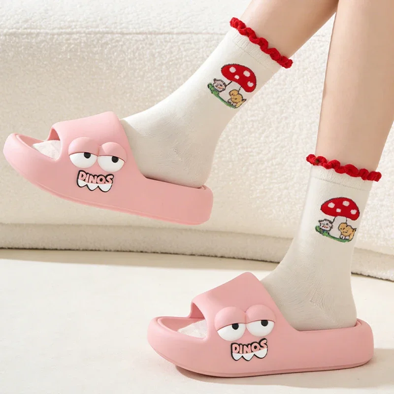 YNPO Cartoon EVA Platform Cloud Slippers Women 2026 Plus Size 45 Thick Bottom Home Slides Woman Anti Slip Summer Couple Slippers