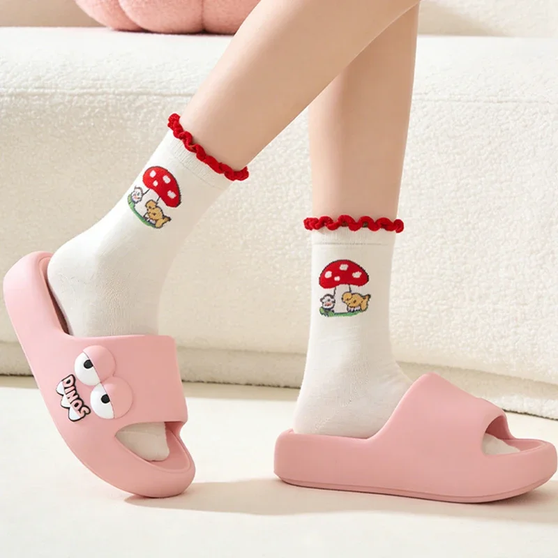 YNPO Cartoon EVA Platform Cloud Slippers Women 2026 Plus Size 45 Thick Bottom Home Slides Woman Anti Slip Summer Couple Slippers
