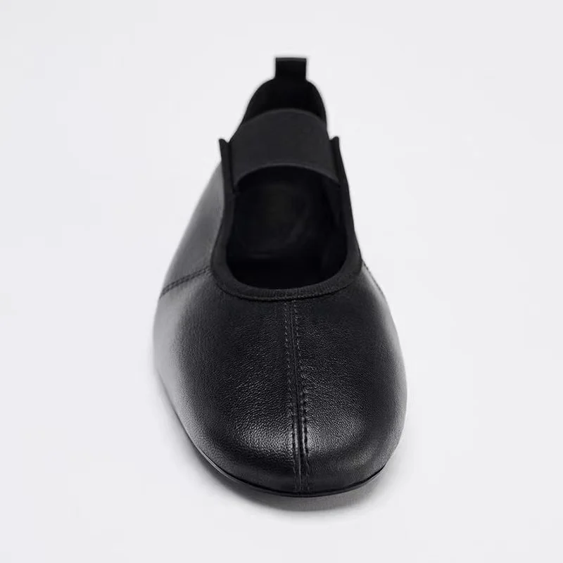 YNPO Fashion Soft Leather Square Toe Women Ballet Flats Spring summer Comfortable Walking Lazy Loafers Casual Girls Dance Shoe