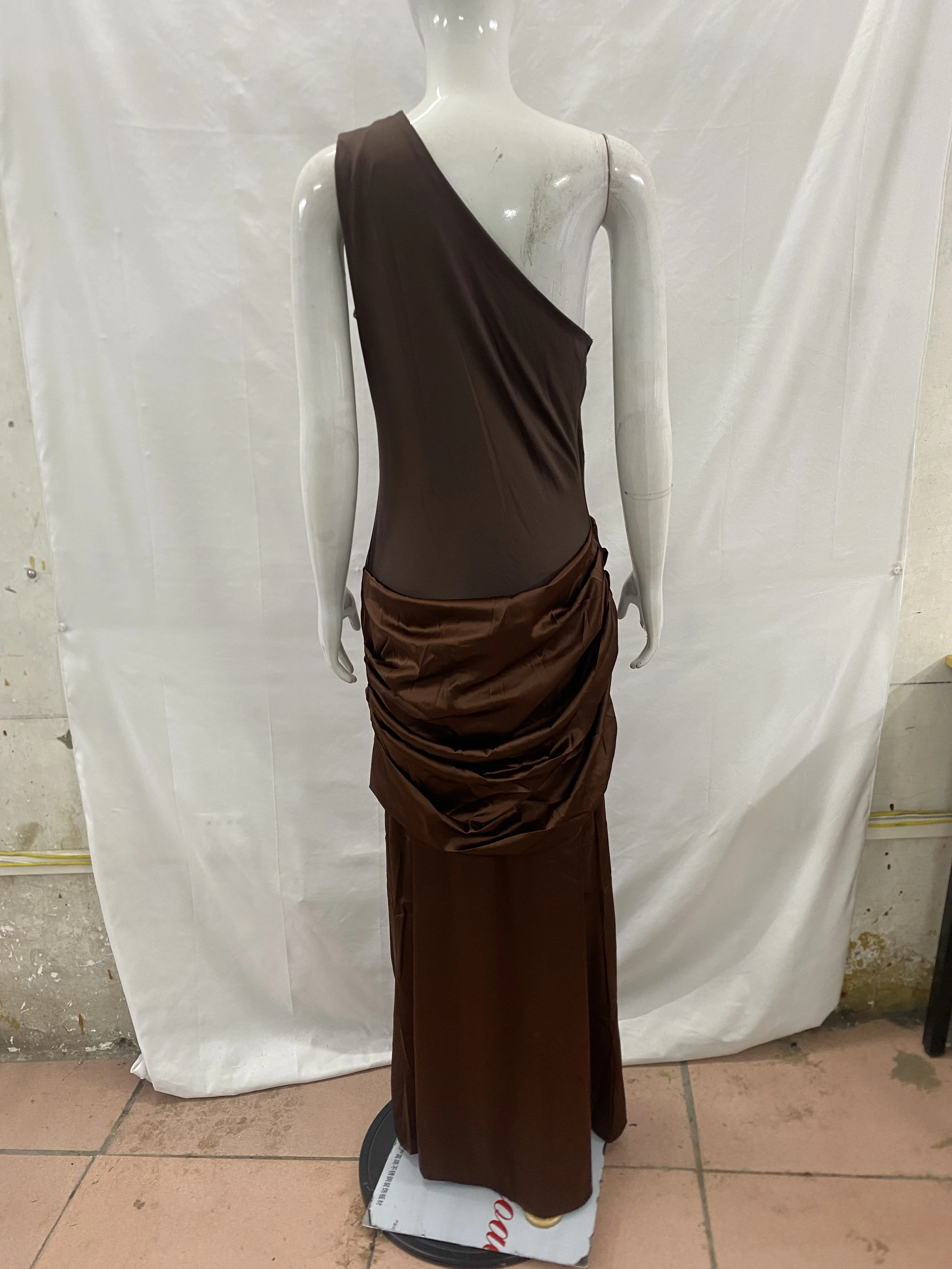2026 New Light Blue One Shoulder Satin Mermaid Evening Dress for Women, Elegant Folded Formal Party Dress