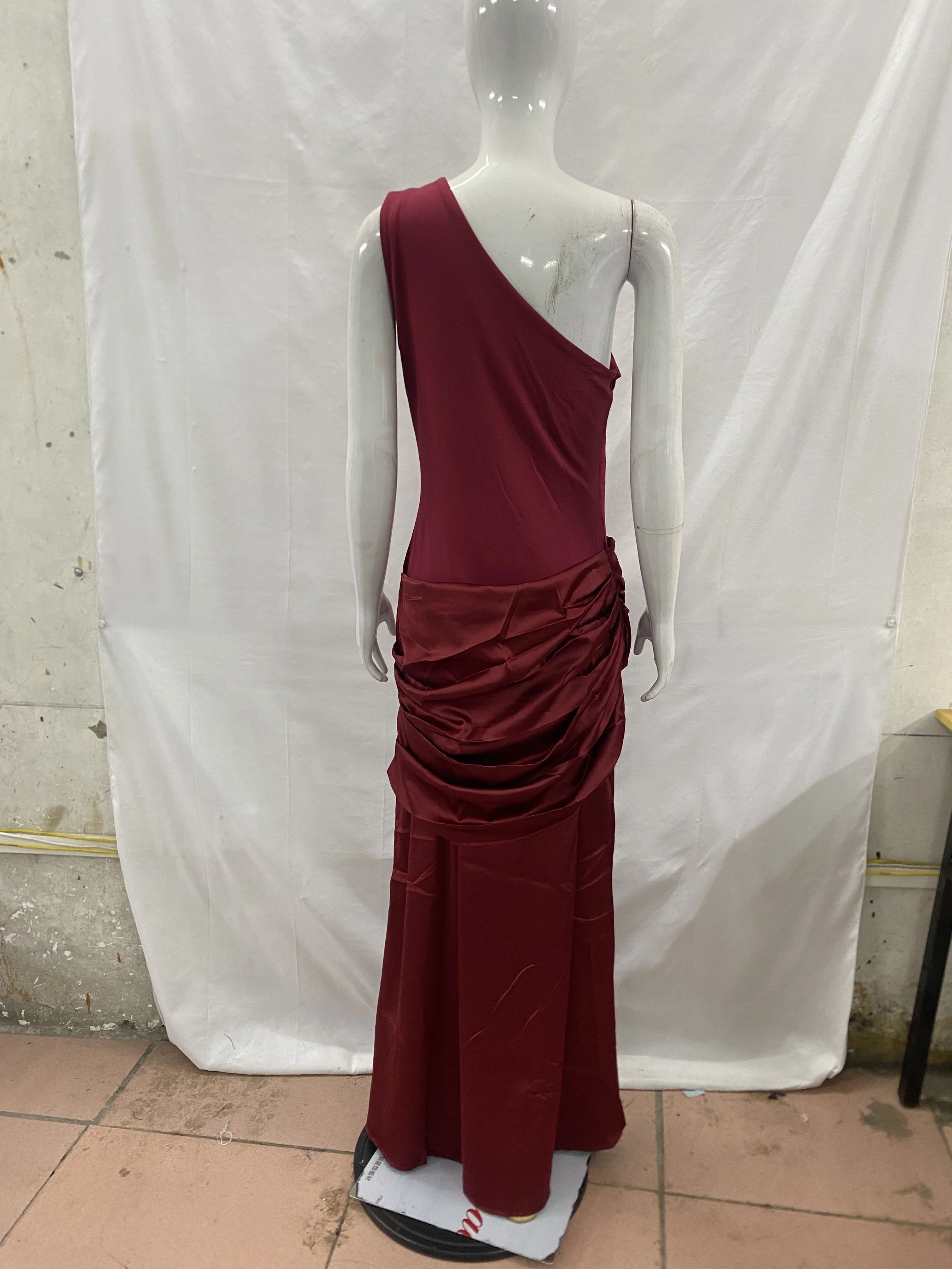 2026 New Light Blue One Shoulder Satin Mermaid Evening Dress for Women, Elegant Folded Formal Party Dress