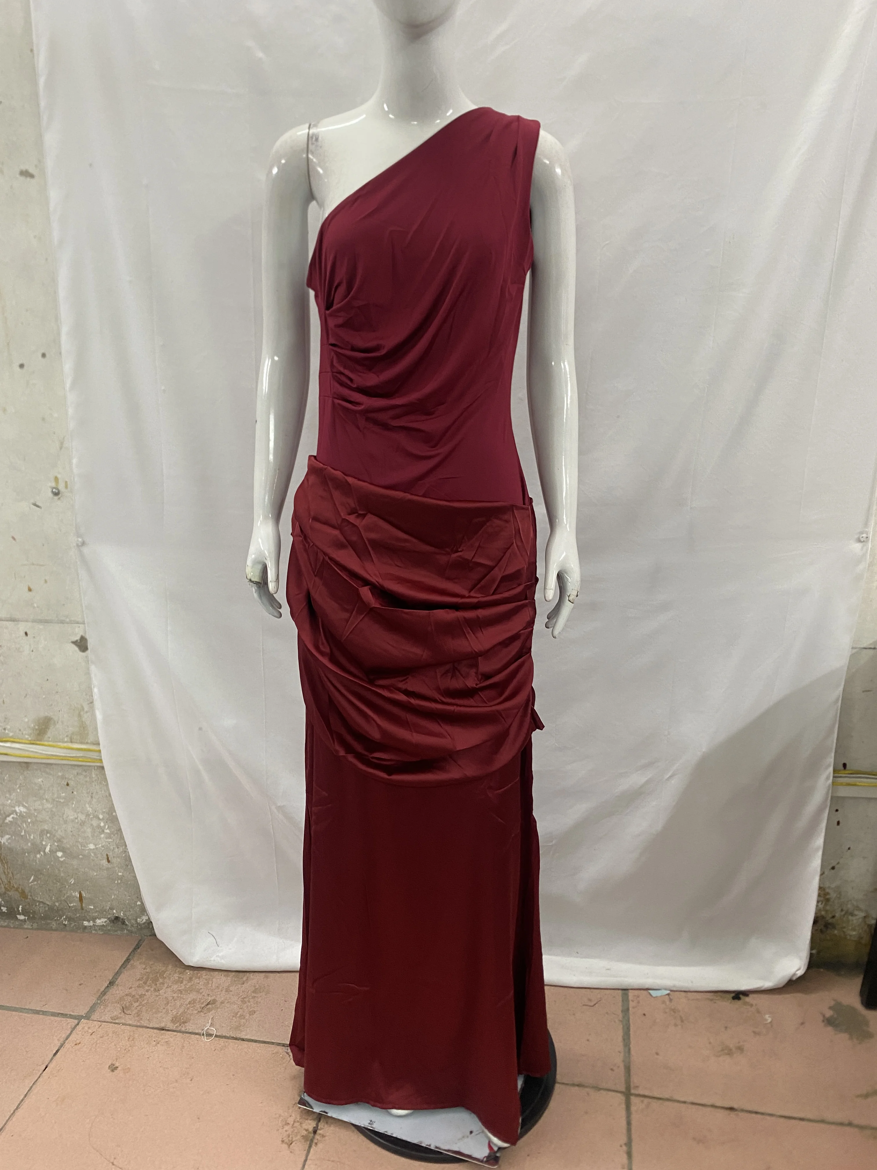 2026 New Light Blue One Shoulder Satin Mermaid Evening Dress for Women, Elegant Folded Formal Party Dress