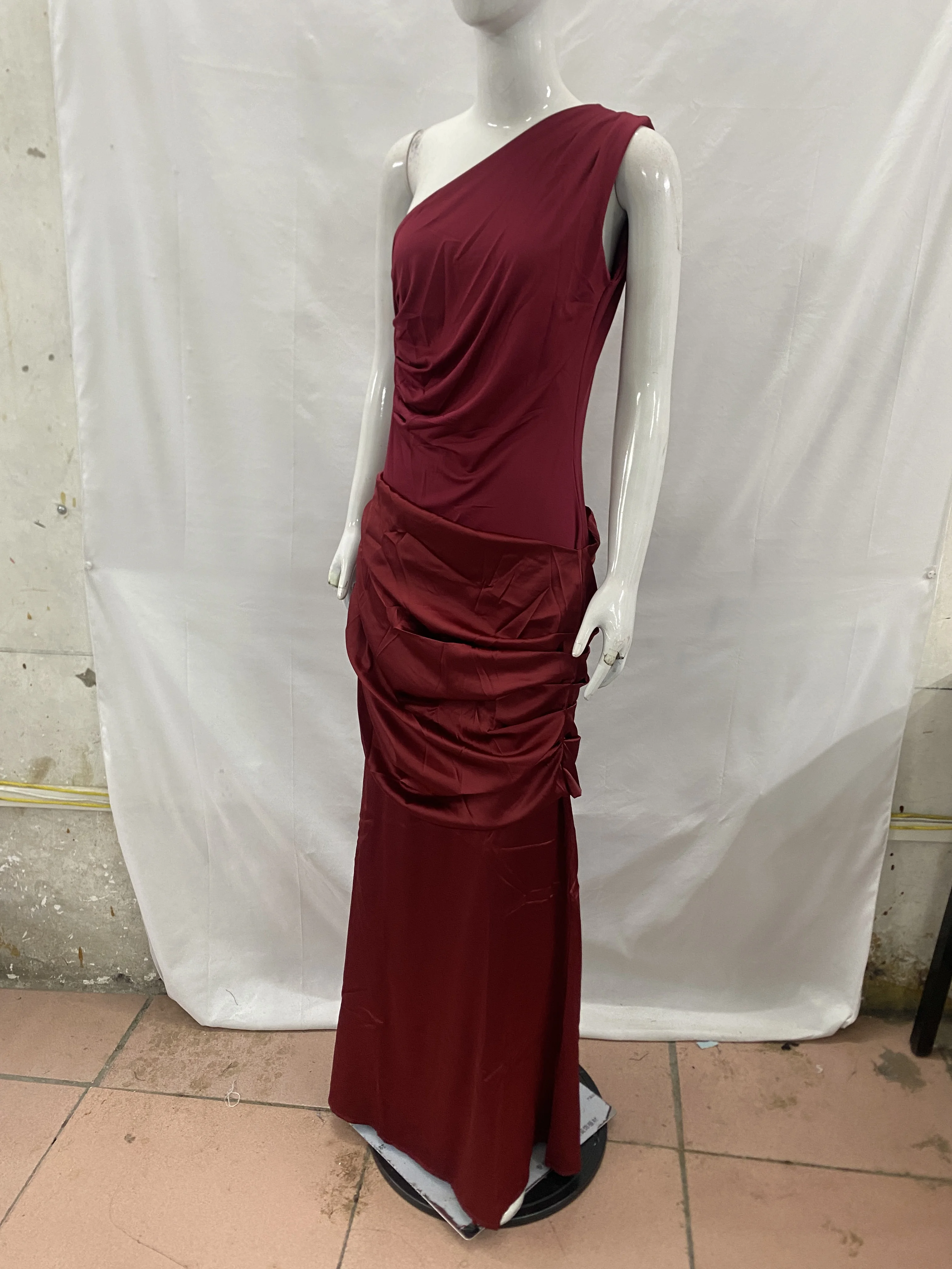 2026 New Light Blue One Shoulder Satin Mermaid Evening Dress for Women, Elegant Folded Formal Party Dress