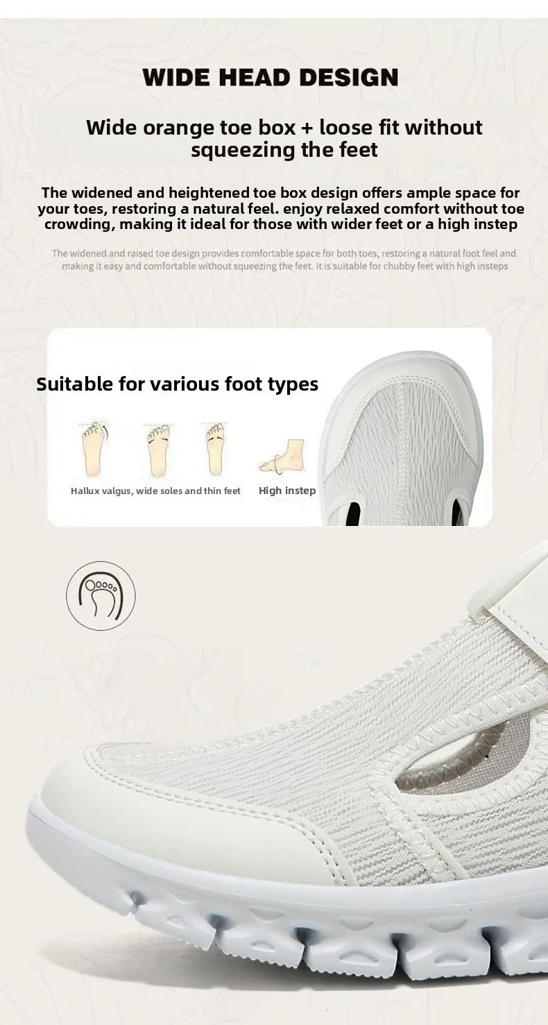 Wide Fit Women's Summer Shoes Mesh Sneakers for Women Adjustable Velcro Closure Comfortable Soft Bottom Walking Shoes for Wide