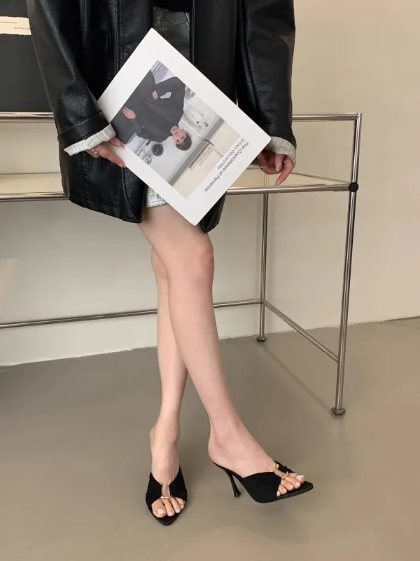 Summer Woman Slippers Fashion Open Toe Thin High Heels Shoes Street Style Stripper Party Slides Zapatos De Mujer Women's Shoes