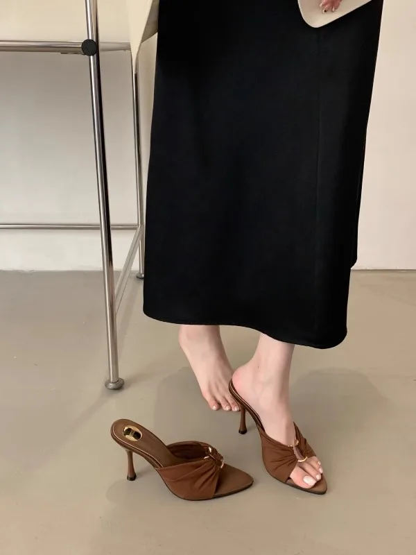Summer Woman Slippers Fashion Open Toe Thin High Heels Shoes Street Style Stripper Party Slides Zapatos De Mujer Women's Shoes
