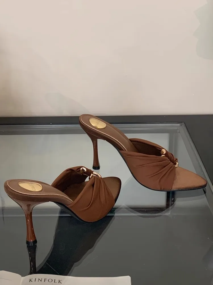 Summer Woman Slippers Fashion Open Toe Thin High Heels Shoes Street Style Stripper Party Slides Zapatos De Mujer Women's Shoes