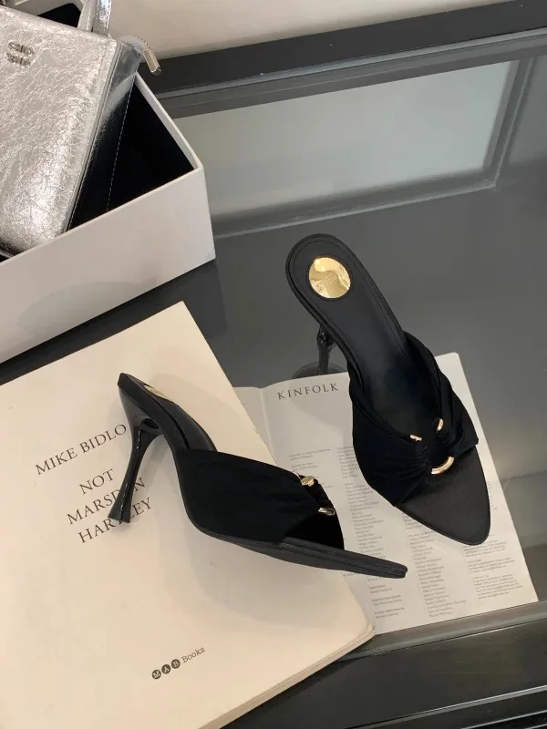Summer Woman Slippers Fashion Open Toe Thin High Heels Shoes Street Style Stripper Party Slides Zapatos De Mujer Women's Shoes
