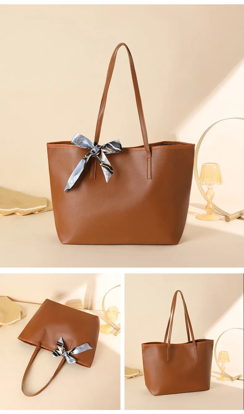 Luxury Handbag Women Bags Designer High Quality Pu Leather Solid Color Shoulder Bags for Women Large Capacity Shopping Tote Bag
