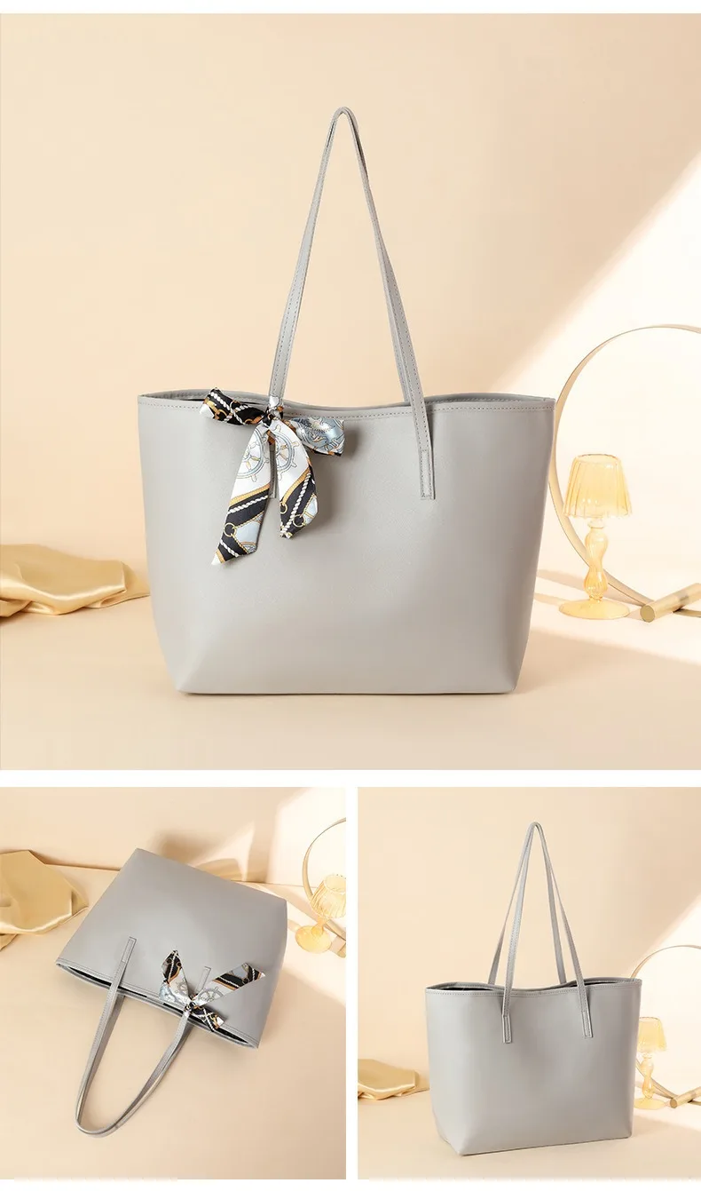 Luxury Handbag Women Bags Designer High Quality Pu Leather Solid Color Shoulder Bags for Women Large Capacity Shopping Tote Bag