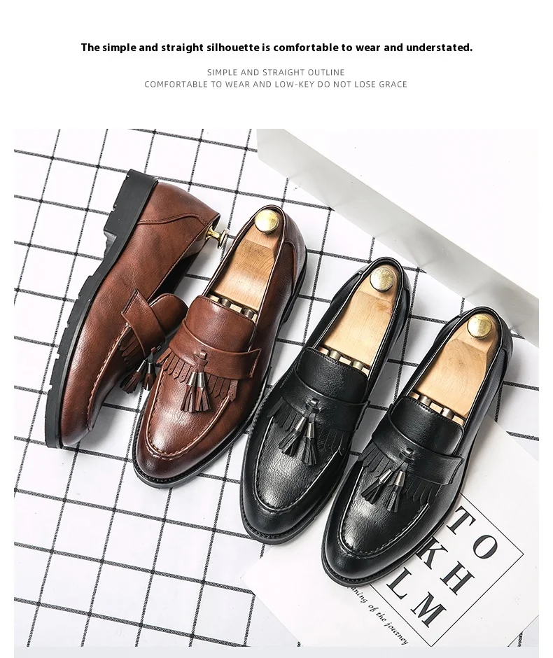 Tassel Vamp Loafers All Match Youth Suit Beamers Men Korean Version of British Men's Shoes Best Man Shoes Fashion