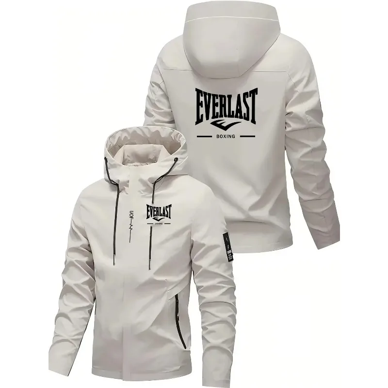 EVERLAST BOXING Spring and Autumn Men's Street Leisure Hoodie Fashionable Outdoor Hiking Slow Running Zipper Loose Hoodie