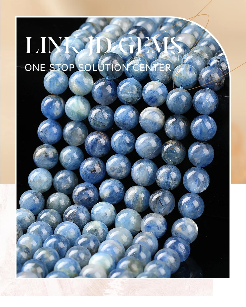 1A Natural Stone Kyanite Bead Round Loose Spacer Gemstone Bead for Jewelry Making DIY Bracelet Necklace Accessory Wholesale