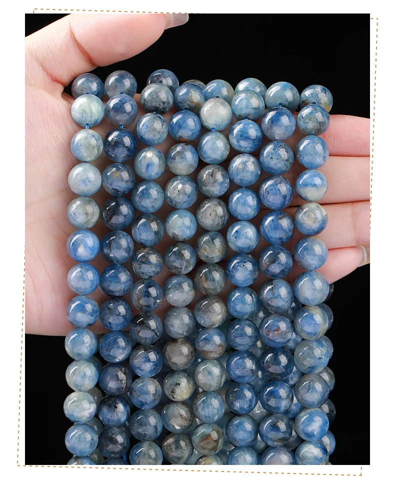1A Natural Stone Kyanite Bead Round Loose Spacer Gemstone Bead for Jewelry Making DIY Bracelet Necklace Accessory Wholesale