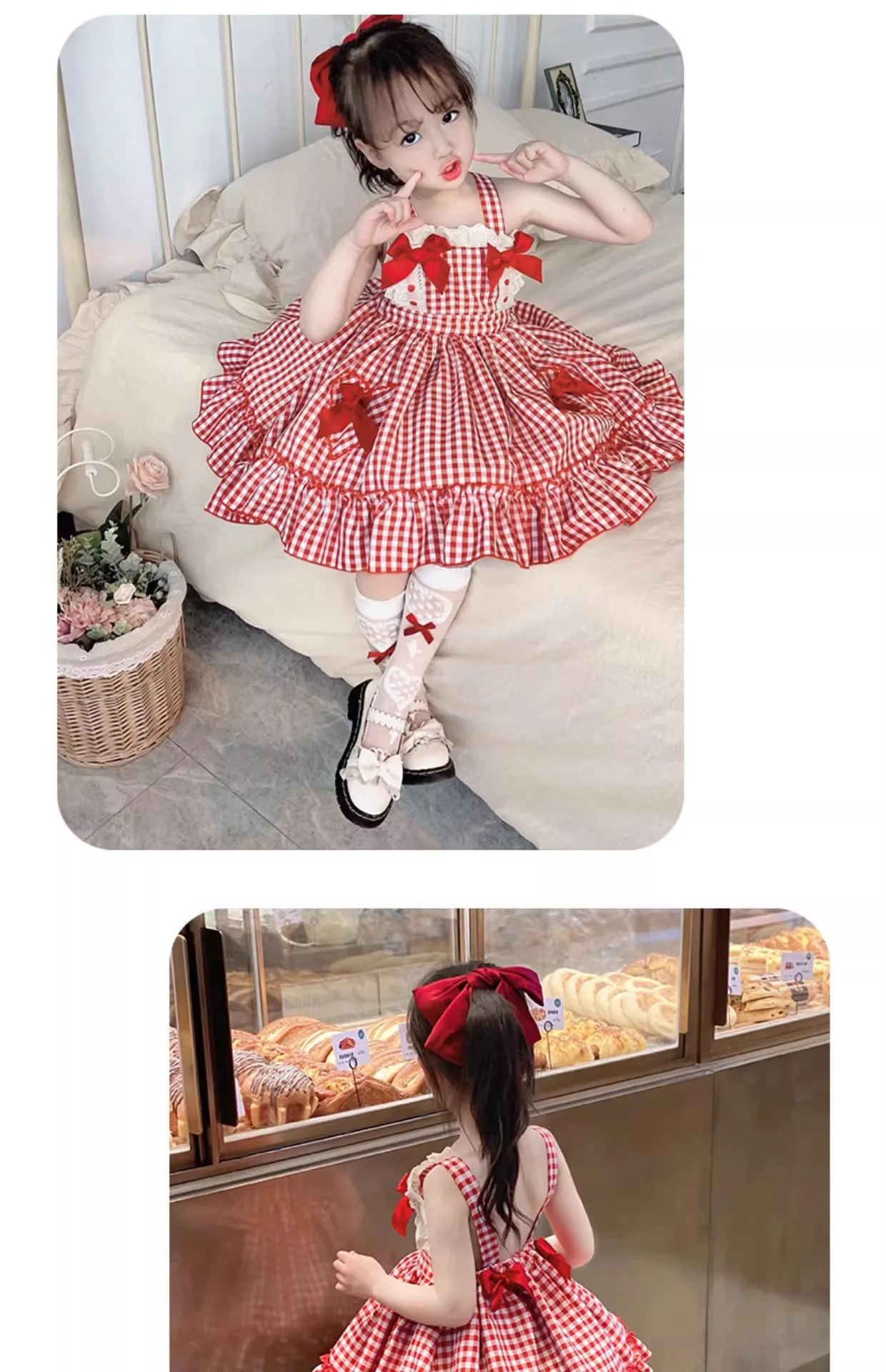 Girls' Lolita Dress, Summer Style, Stylish Plaid Princess Dress for Children, Baby Girl Summer Backless Suspender Dress