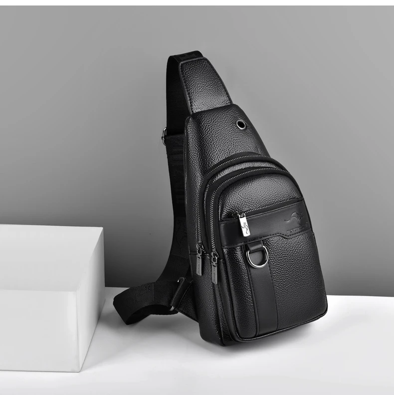 Luxury Brand Messenger Bag Men Leather Chest Bag Vintage Crossbody Shoulder Bag Outdoor Running Cycling Belt Sling Chest Bags