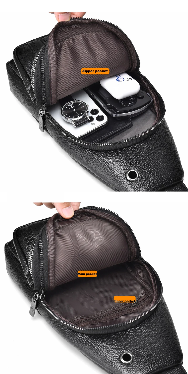 Luxury Brand Messenger Bag Men Leather Chest Bag Vintage Crossbody Shoulder Bag Outdoor Running Cycling Belt Sling Chest Bags