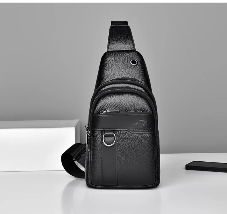 Luxury Brand Messenger Bag Men Leather Chest Bag Vintage Crossbody Shoulder Bag Outdoor Running Cycling Belt Sling Chest Bags