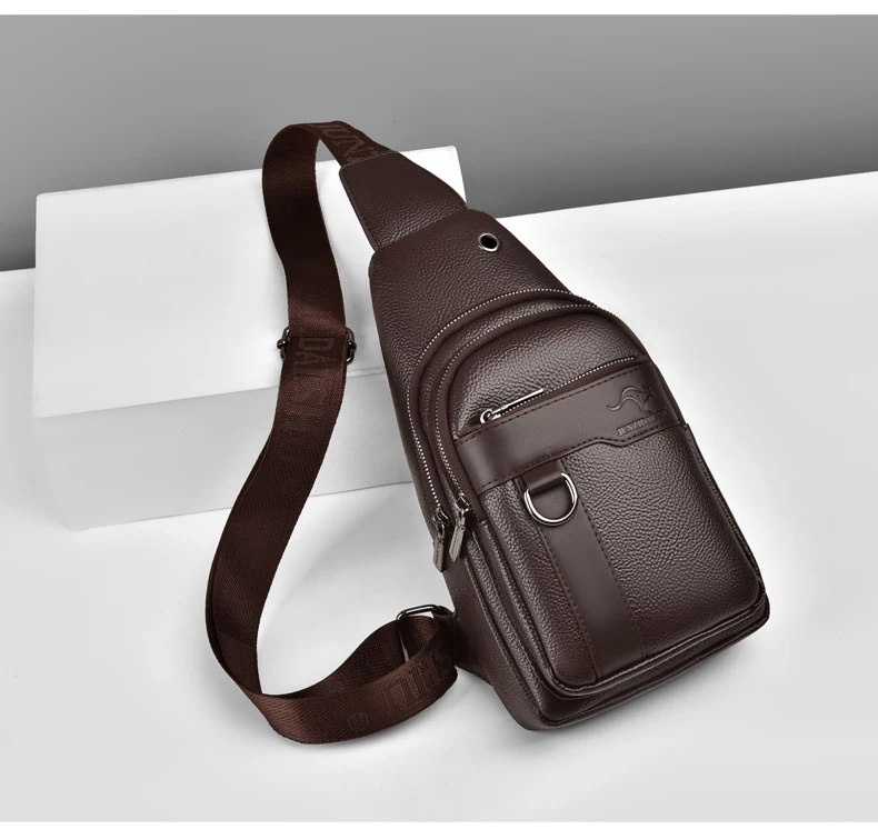 Luxury Brand Messenger Bag Men Leather Chest Bag Vintage Crossbody Shoulder Bag Outdoor Running Cycling Belt Sling Chest Bags
