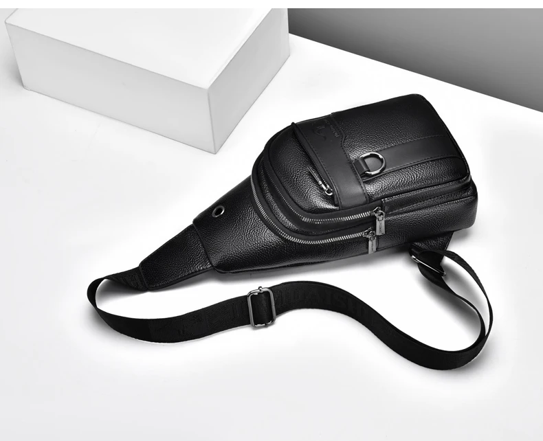 Luxury Brand Messenger Bag Men Leather Chest Bag Vintage Crossbody Shoulder Bag Outdoor Running Cycling Belt Sling Chest Bags