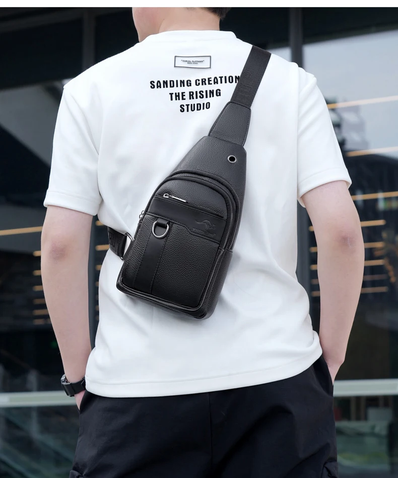 Luxury Brand Messenger Bag Men Leather Chest Bag Vintage Crossbody Shoulder Bag Outdoor Running Cycling Belt Sling Chest Bags