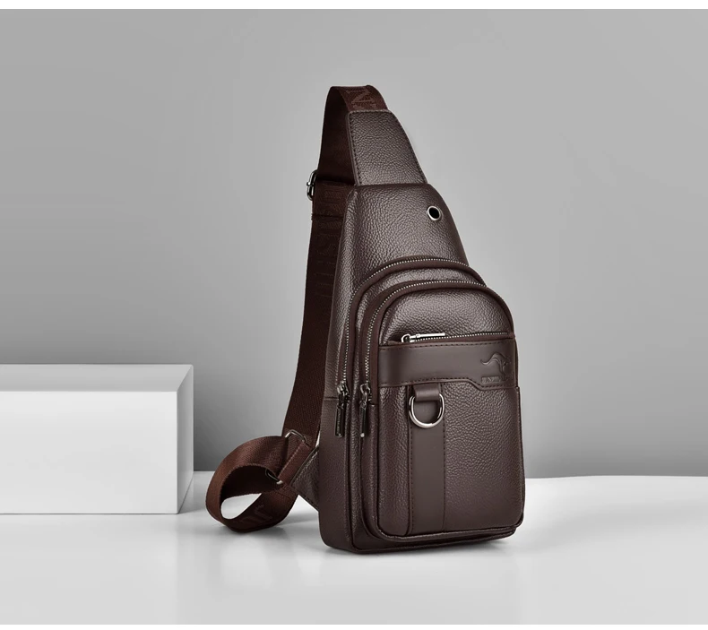 Luxury Brand Messenger Bag Men Leather Chest Bag Vintage Crossbody Shoulder Bag Outdoor Running Cycling Belt Sling Chest Bags