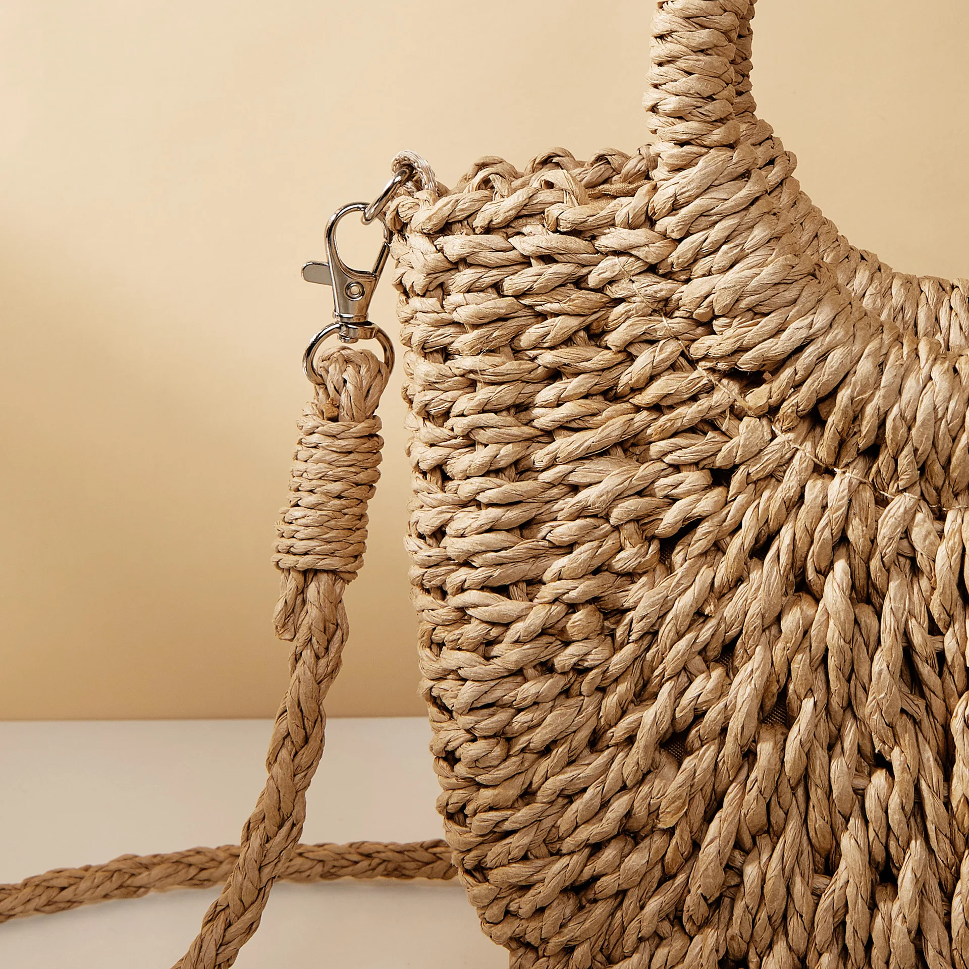 2026 NEW Summer Women Handmade Weave Straw Rattan Half-Moon Beach Handbag Large Capacity Hollow Crossbody Shoulder Bag
