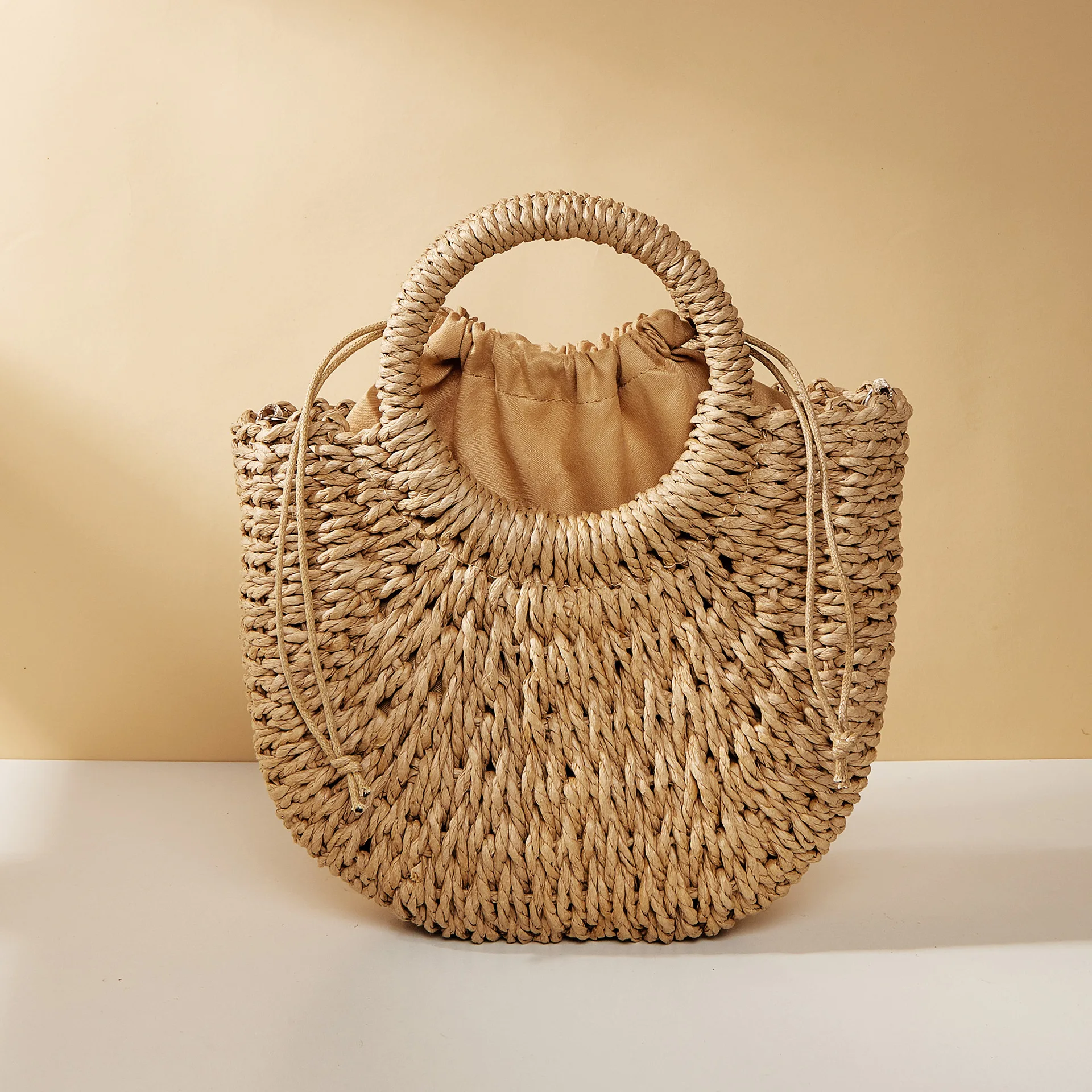 2026 NEW Summer Women Handmade Weave Straw Rattan Half-Moon Beach Handbag Large Capacity Hollow Crossbody Shoulder Bag