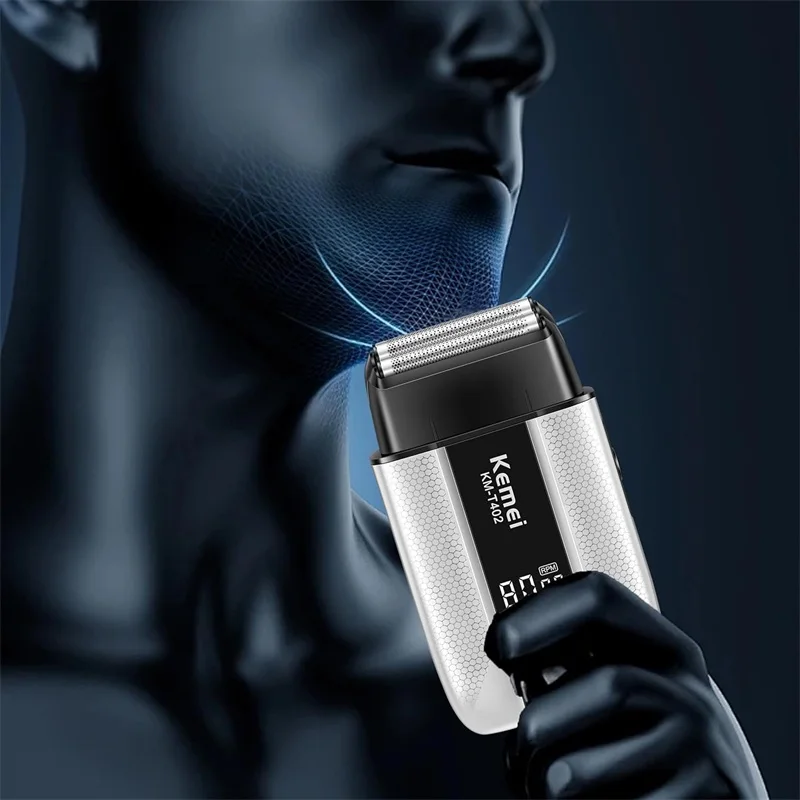 KEMEI T402 Professional Foil Shavers for Men IPX7 Waterproof Electric Razor for Men with LED Display Double Electric Shaver