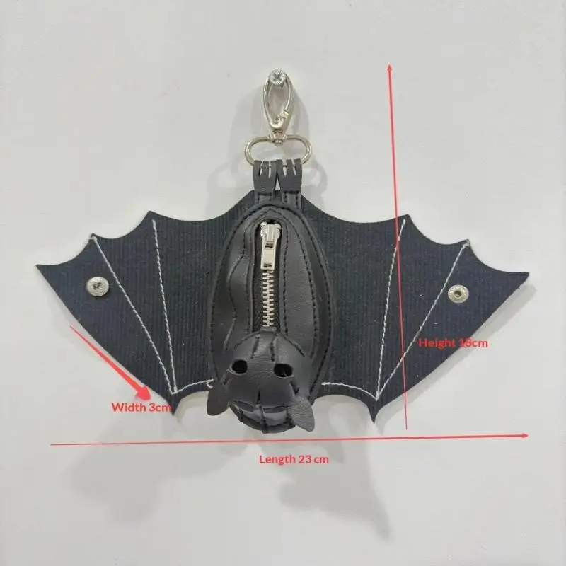 PU Leather Bat Coin Purse With Bat Keychain - Bat-Themed Zippered Coin Pouch Wallet Suitable For Women's Dress & Bat Costumes