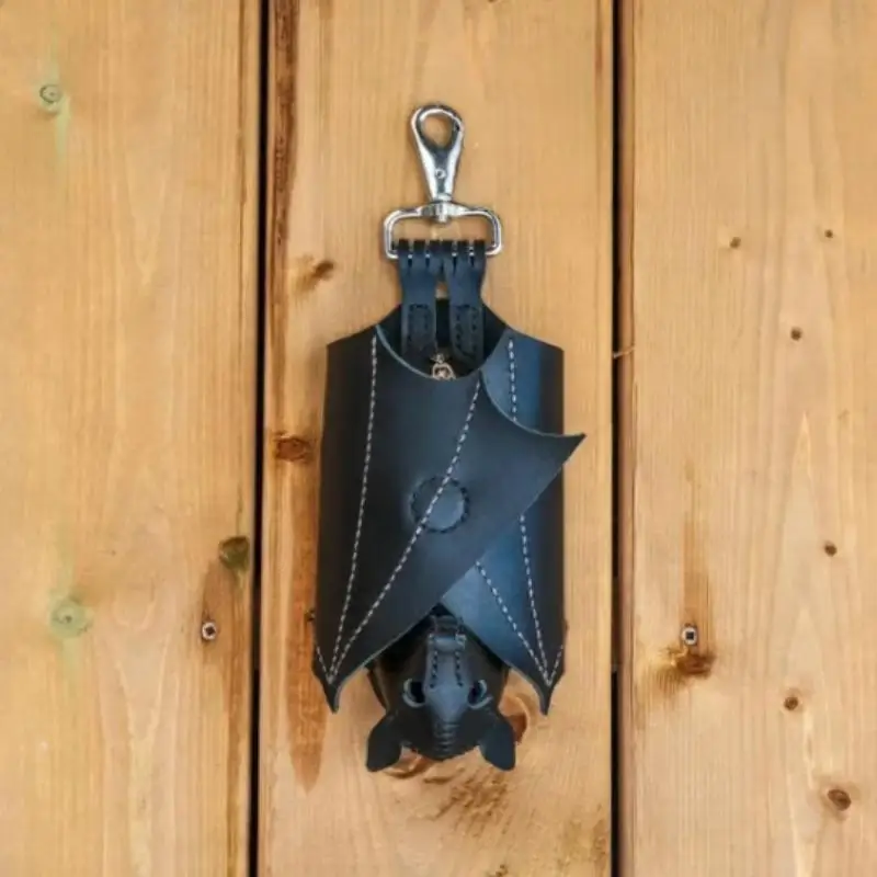 PU Leather Bat Coin Purse With Bat Keychain - Bat-Themed Zippered Coin Pouch Wallet Suitable For Women's Dress & Bat Costumes