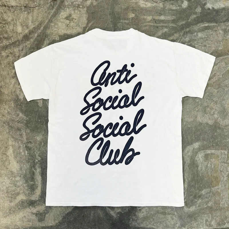Oversized Trendy Couple Curved Letter Short-sleeved Loose Design with A Sense of Uniqueness Suitable for The Niche Ins Community