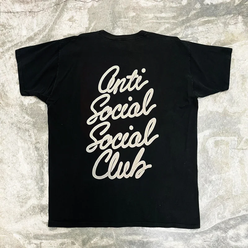 Oversized Trendy Couple Curved Letter Short-sleeved Loose Design with A Sense of Uniqueness Suitable for The Niche Ins Community