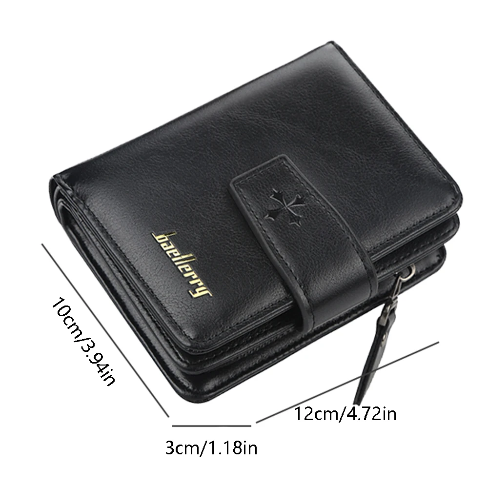 Trendy Buckle Men's Wallet, Short Wallet in a Simple Street Style, Fashionable Men's Accessory with Multiple Card Slots, Multifunctional Large-Capacity Men's Short Wallet