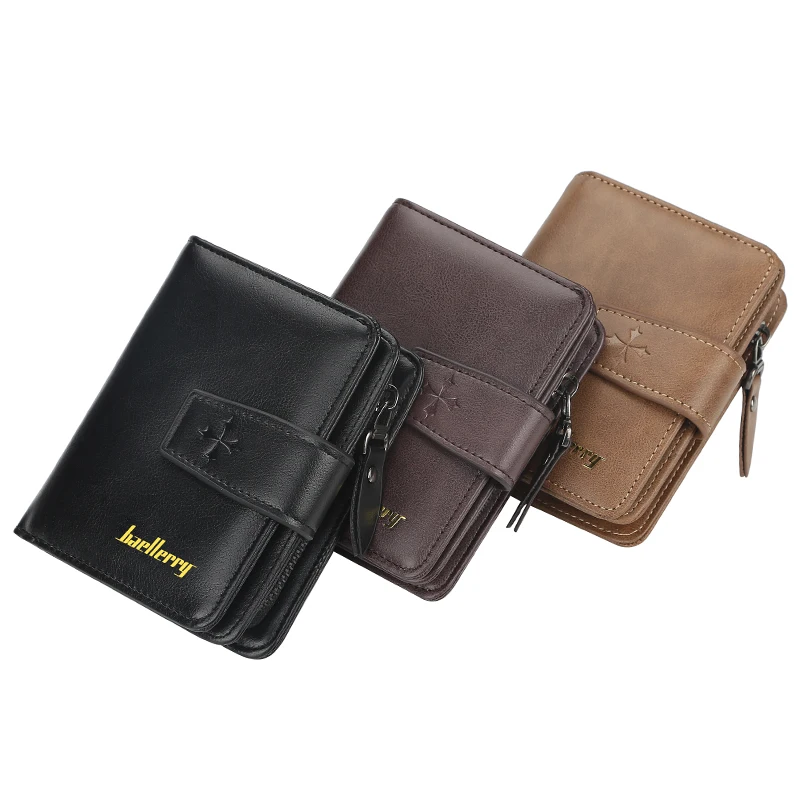Trendy Buckle Men's Wallet, Short Wallet in a Simple Street Style, Fashionable Men's Accessory with Multiple Card Slots, Multifunctional Large-Capacity Men's Short Wallet