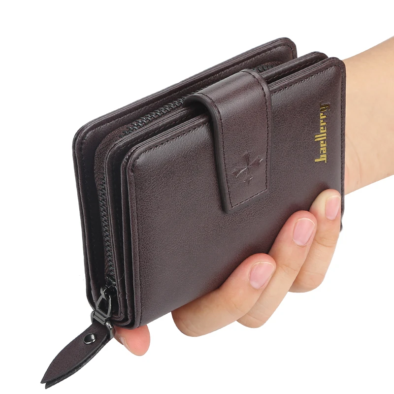 Trendy Buckle Men's Wallet, Short Wallet in a Simple Street Style, Fashionable Men's Accessory with Multiple Card Slots, Multifunctional Large-Capacity Men's Short Wallet