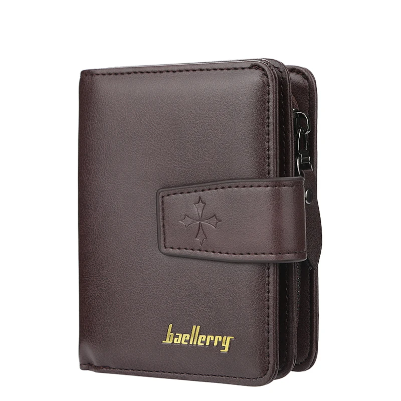 Trendy Buckle Men's Wallet, Short Wallet in a Simple Street Style, Fashionable Men's Accessory with Multiple Card Slots, Multifunctional Large-Capacity Men's Short Wallet