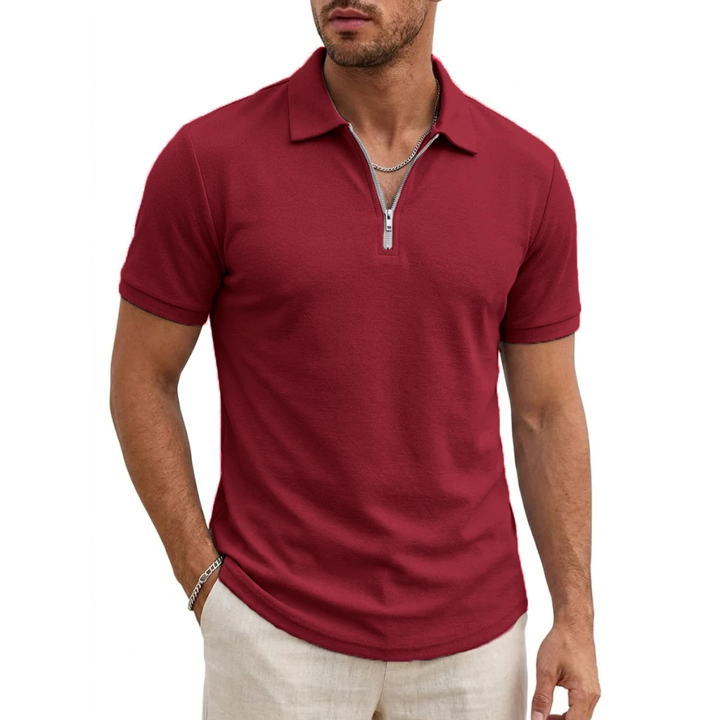 Men's Short Sleeve T-Shirts Summer Casual Shirts for Men Lightweight Zipprt Short Polo Shirt Zip Top Shirts for Work Athletic