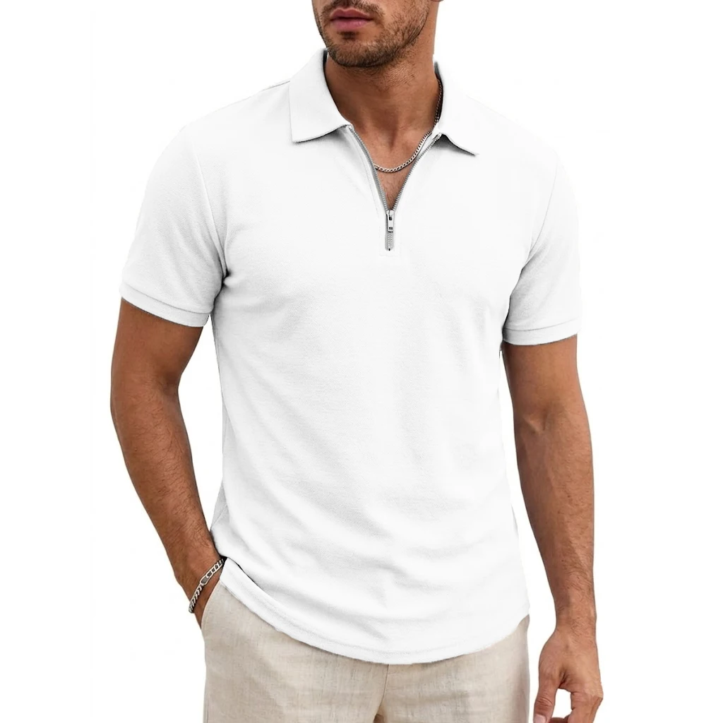 Men's Short Sleeve T-Shirts Summer Casual Shirts for Men Lightweight Zipprt Short Polo Shirt Zip Top Shirts for Work Athletic